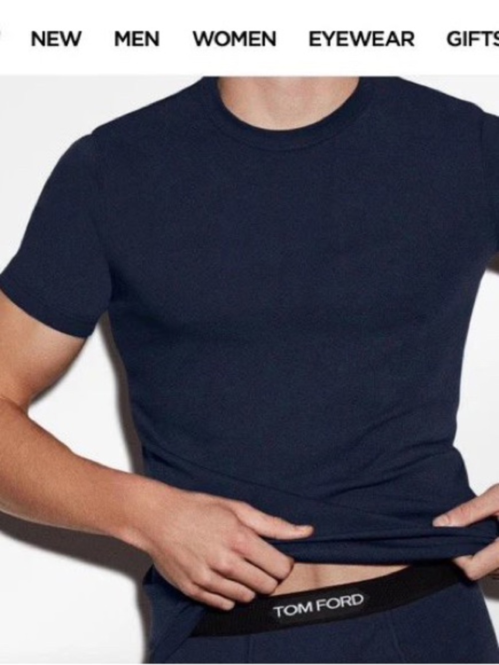 Tom Ford Men's Dark Navy Crewneck Short Sleeve Tee